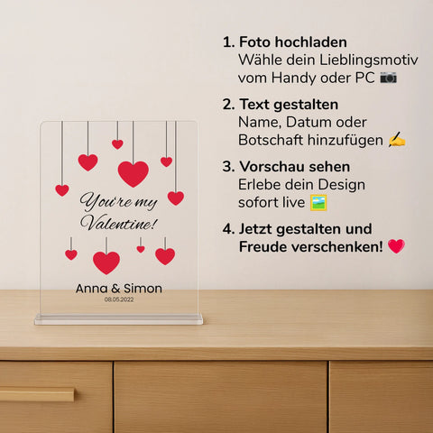 Geschenk zum Valentinstag – personalisiertes Acrylglas "Heart strings"