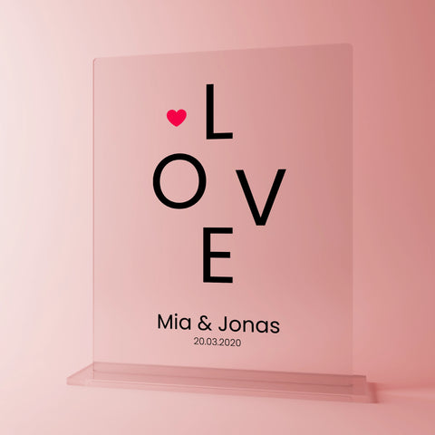 Geschenk zum Valentinstag – personalisiertes Acrylglas "Love"