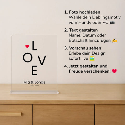 Geschenk zum Valentinstag – personalisiertes Acrylglas "Love"