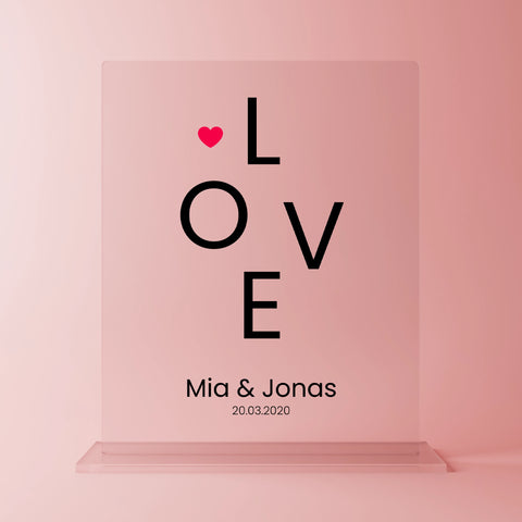 Geschenk zum Valentinstag – personalisiertes Acrylglas "Love"