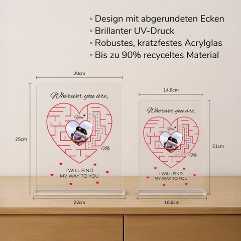 Geschenk zum Valentinstag – personalisiertes Acrylglas "Our way"