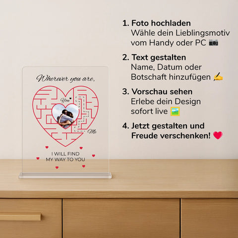 Geschenk zum Valentinstag – personalisiertes Acrylglas "Our way"