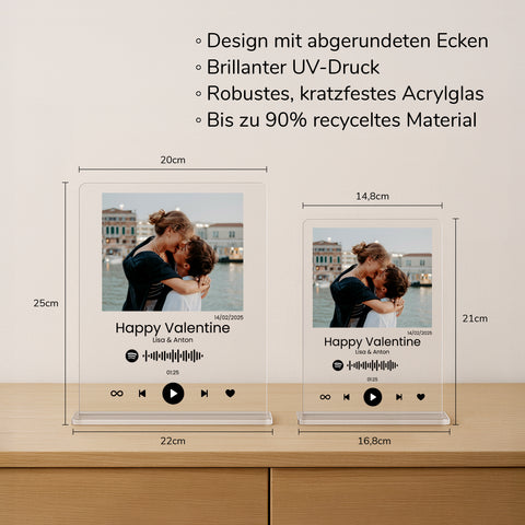 Geschenk zum Valentinstag – personalisiertes Acrylglas "Romantic song"
