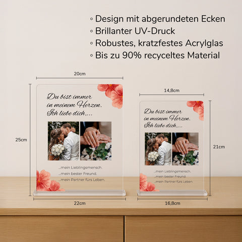 Geschenk zur Hochzeit - personalisiertes Acrylglas "Blütenglück"
