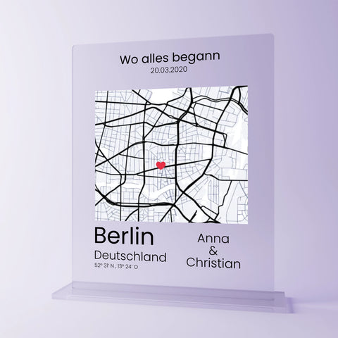 Geschenk zur Hochzeit - personalisiertes Acrylglas "First Date"