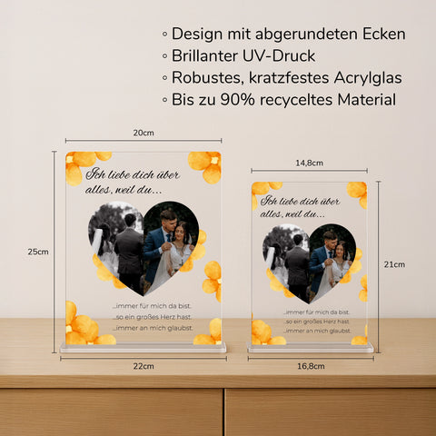 Geschenk zur Hochzeit - personalisiertes Acrylglas "Flower Marriage"