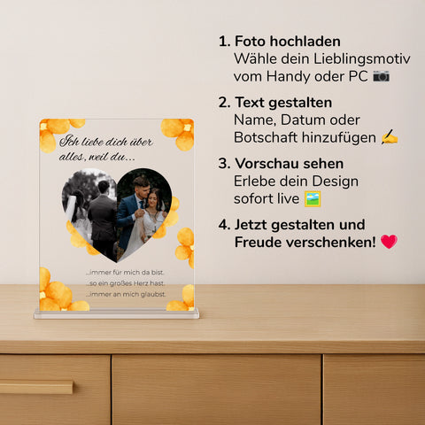 Geschenk zur Hochzeit - personalisiertes Acrylglas "Flower Marriage"
