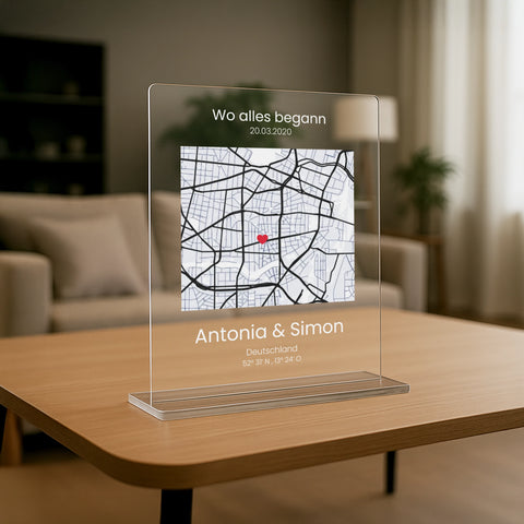 Geschenk zur Hochzeit - personalisiertes Acrylglas "Herzenswege"