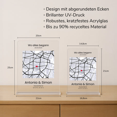 Geschenk zur Hochzeit - personalisiertes Acrylglas "Herzenswege"