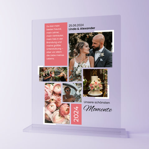 Geschenk zur Hochzeit - personalisiertes Acrylglas "Ja-Momente"
