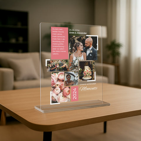 Geschenk zur Hochzeit - personalisiertes Acrylglas "Ja-Momente"