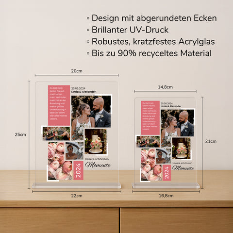 Geschenk zur Hochzeit - personalisiertes Acrylglas "Ja-Momente"