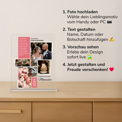 Geschenk zur Hochzeit - personalisiertes Acrylglas "Ja-Momente"