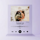 Personalisierte Acrylglasplatte im Musikdesign mit Hochzeitsfoto – individuelles Geschenk mit Songtitel ‚Forever us‘, Namen ‚Anabelle & Lukas‘, Datum und Spotify-ähnlichem Player – romantisches Andenken für Paare