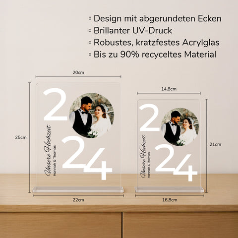 Geschenk zur Hochzeit - personalisiertes Acrylglas "Unser Ja(hr)"