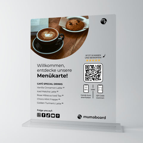 NFC Aufsteller für Google Bewertungen, Menü & Social Media