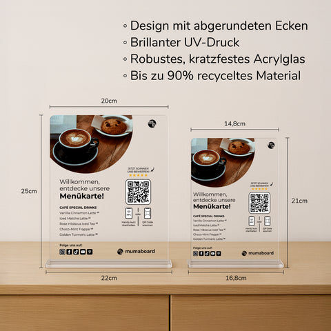 NFC Aufsteller für Google Bewertungen, Menü & Social Media