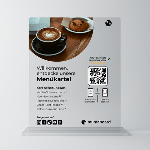 NFC Aufsteller für Google Bewertungen, Menü & Social Media