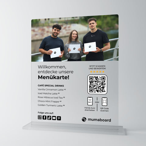 NFC Aufsteller für Google Bewertungen, Menü & Social Media
