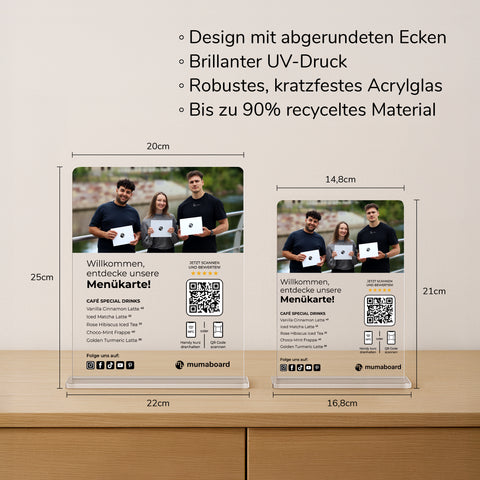 NFC Aufsteller für Google Bewertungen, Menü & Social Media