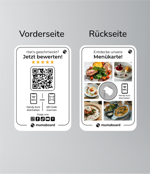 NFC Aufsteller für Google Bewertungen, Menü & Social Media "MINI"
